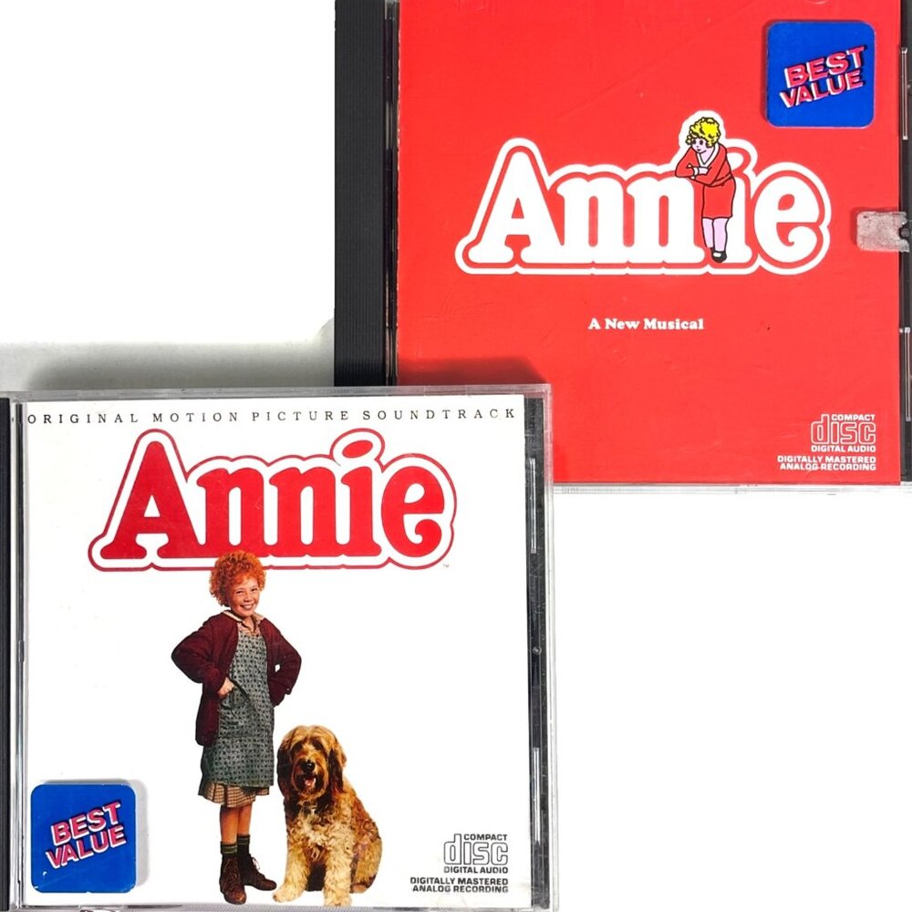 Annie Musical + Original Movie Soundtrack 2 CD Bundle Broadway Cast Mike Nichols